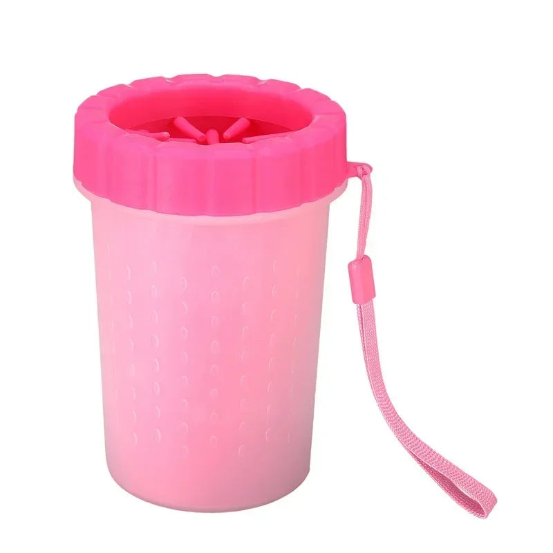 Pink container with a lid and wrist strap on a white background