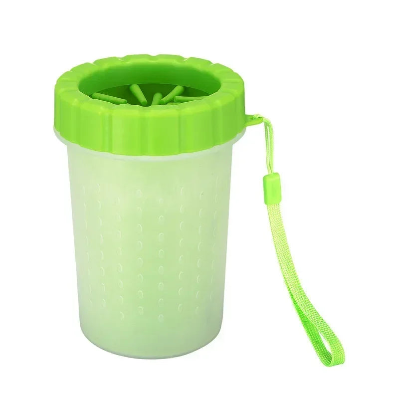 Green and clear container with lid on a white background