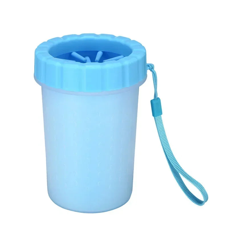 Blue container with a lid and strap on a white background