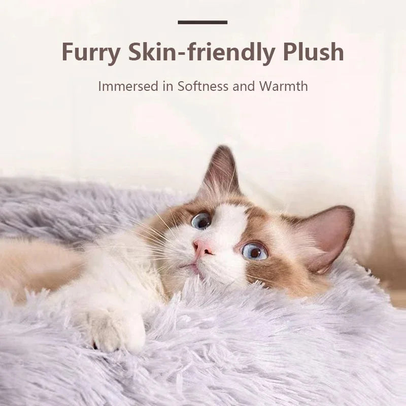 Warm plush pet bed for cozy winter sleeping
