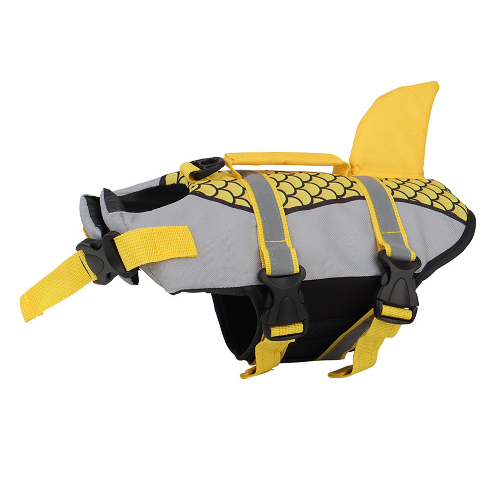 Yellow dog life vest for swimming
