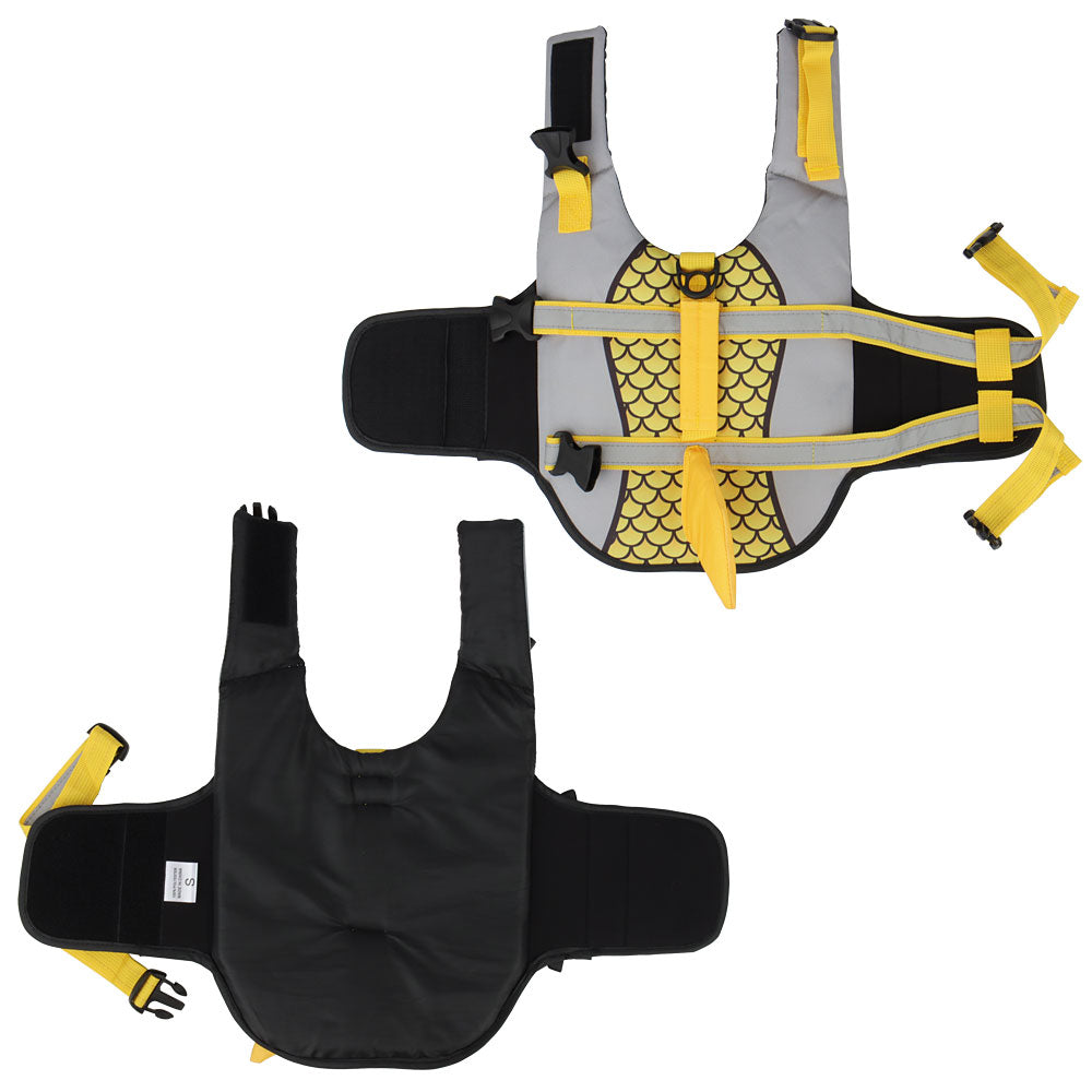 Yellow dog life vest for swimming