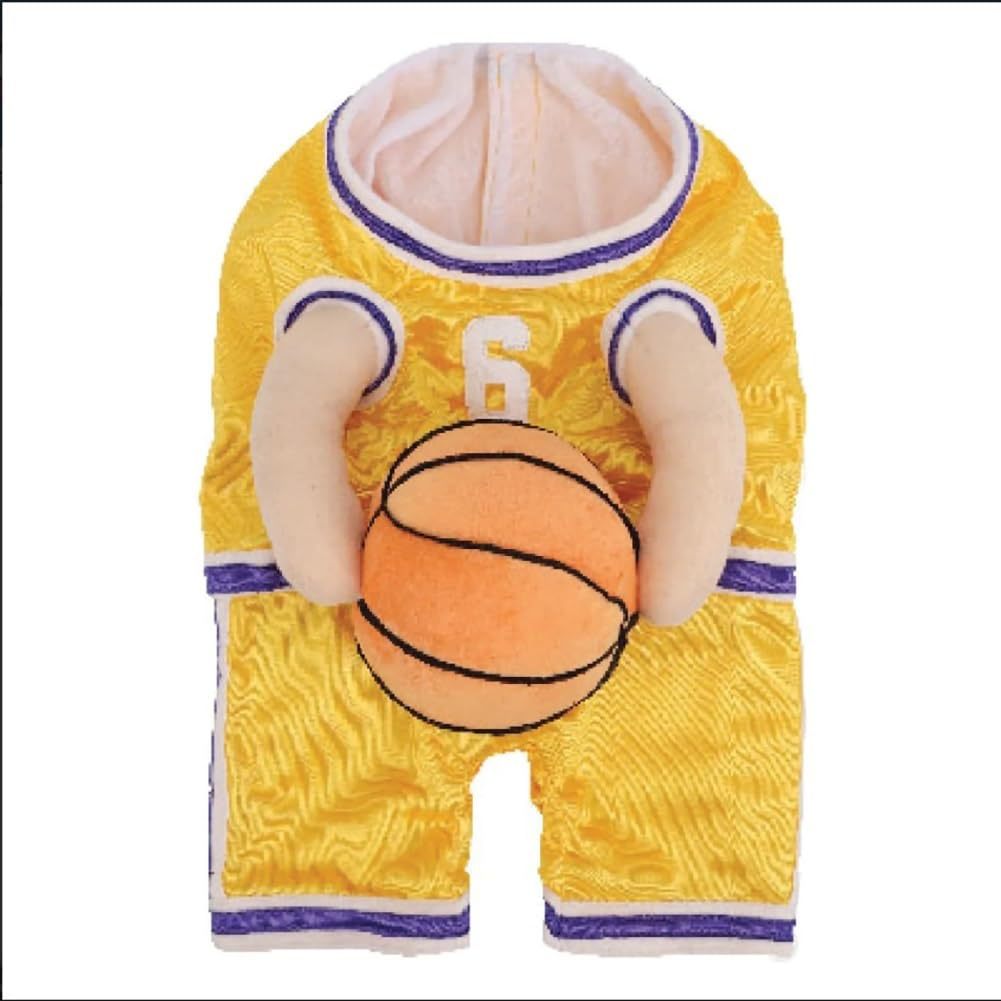 Yellow basketball dog outfit with ball design