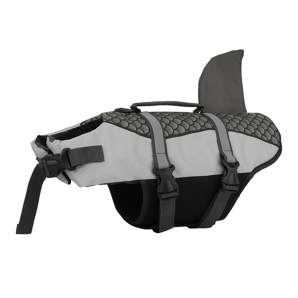 Dog life vest with metal leash attachment ring
