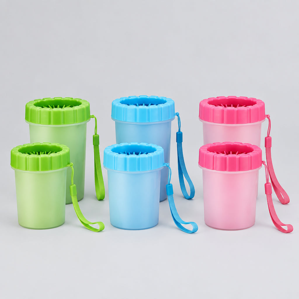 Set of colorful plastic containers with lids on a white background